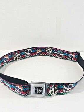 Buckle-Down Seatbelt Style Fashion Belt Unisex Skulls Flowers Adjustable USA  XL